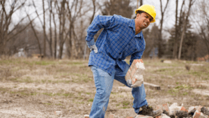 construction worker with back pain
